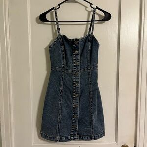 Rewash Blue Denim Mini Dress Spaghetti Strap Casual
